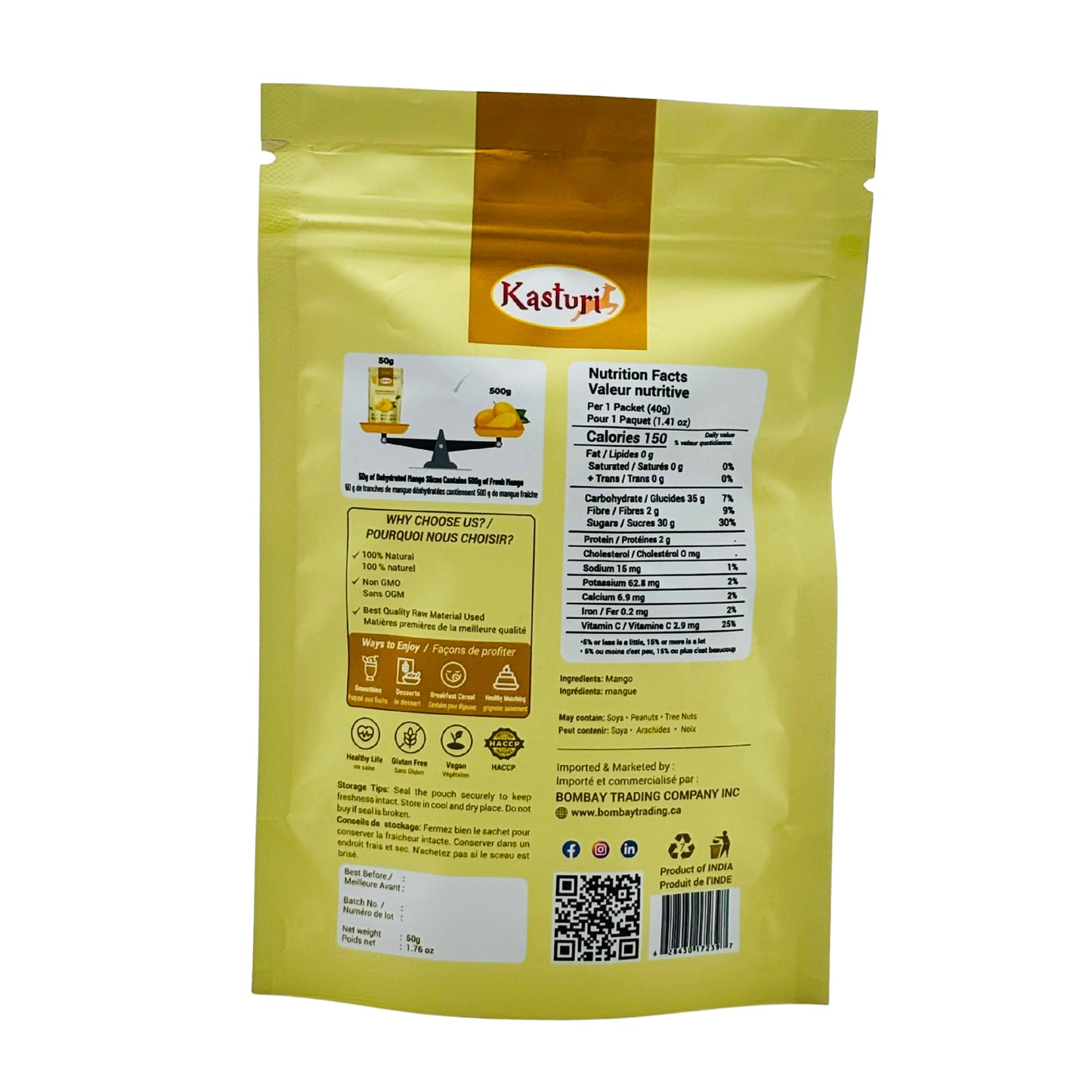 Kasturi 100% Natural Dried Mango Slices 50g