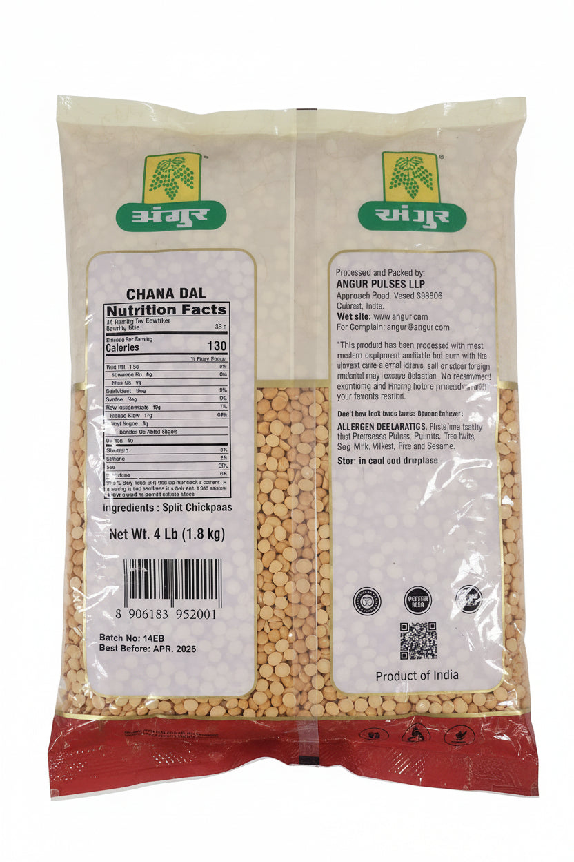 Angur Chana Dal - Premium Split Chickpeas, 4lb