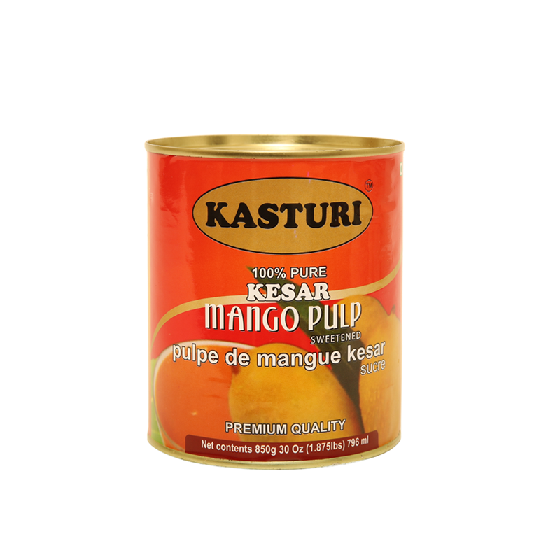 Kasturi Kesar Mango Pulp (850 Gm) | 100% Natural, No Additives, Indian Mango Pulp Made with pure Kesar Mangoes for making Juices, Drinks, Ice-cream (30 oz/1.87lbs, 1 count)