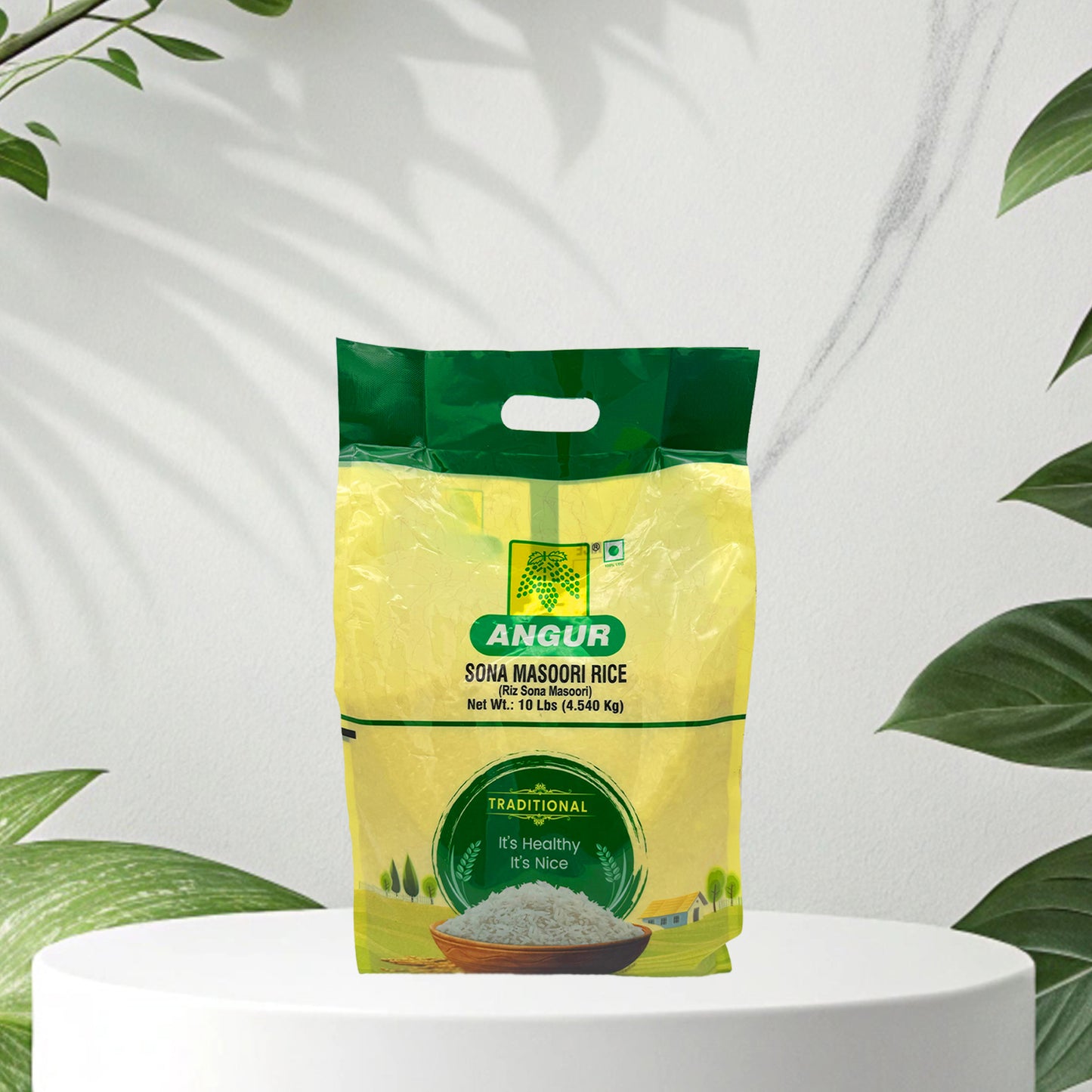 Angur Sona Masoori Rice | 10 Lb Premium Short Grain White Rice