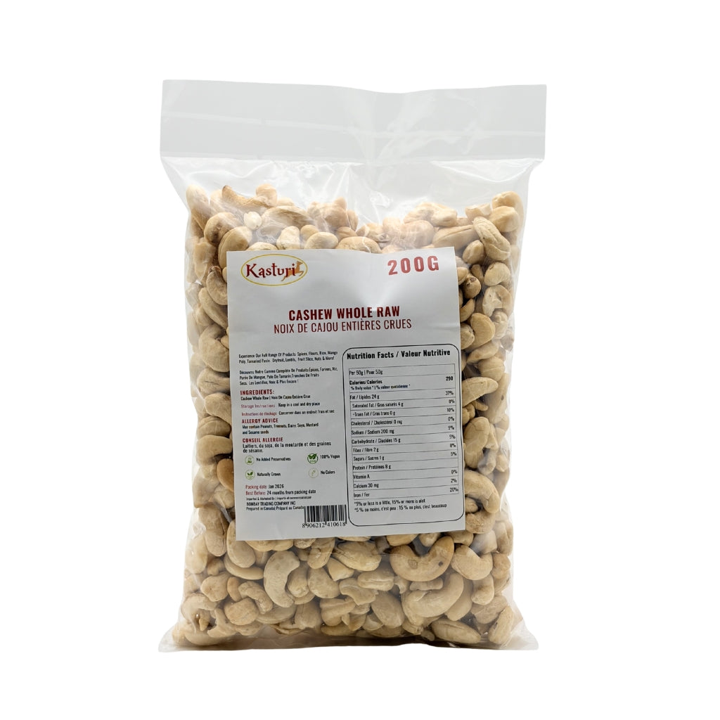 Kasturi Whole Raw Cashews, Unsalted