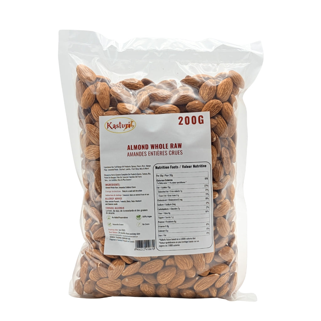 Kasturi Whole Raw Almonds, Unsalted