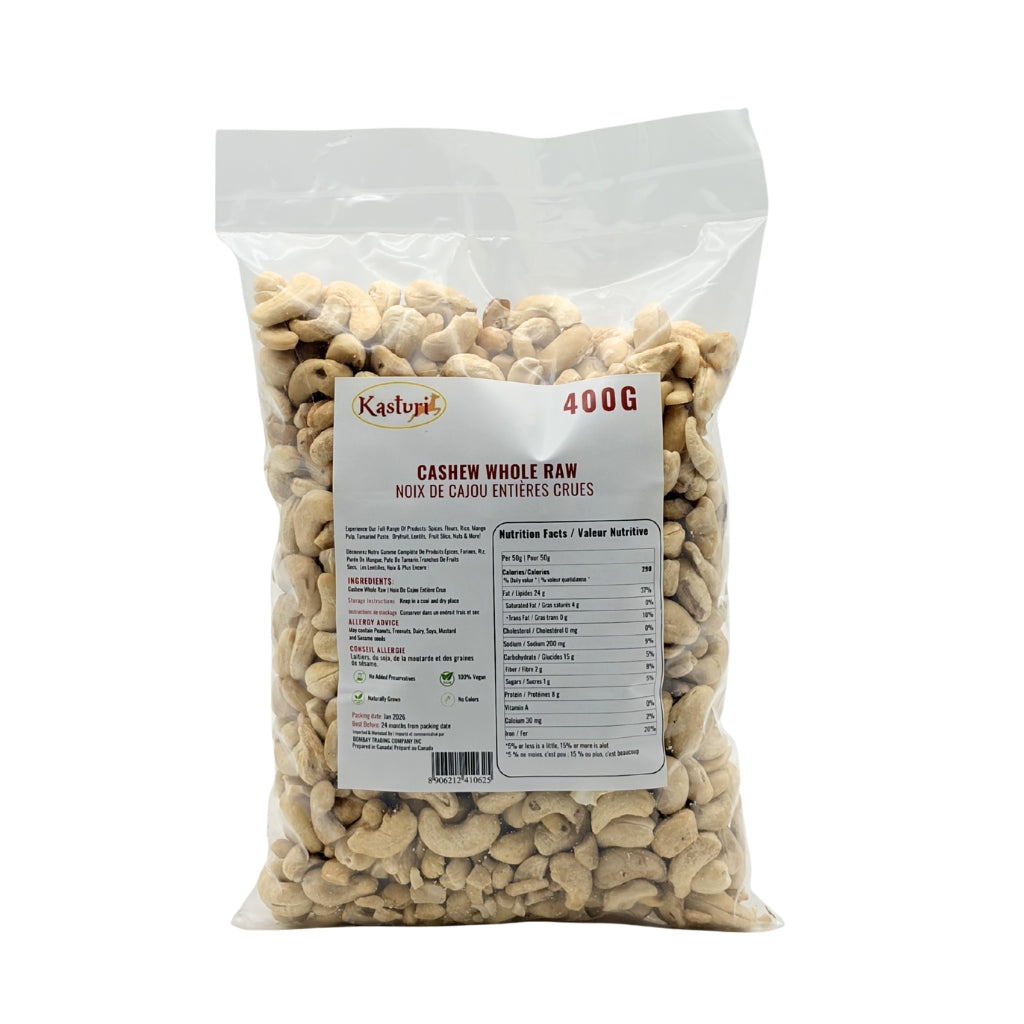 Kasturi Whole Raw Cashews, Unsalted