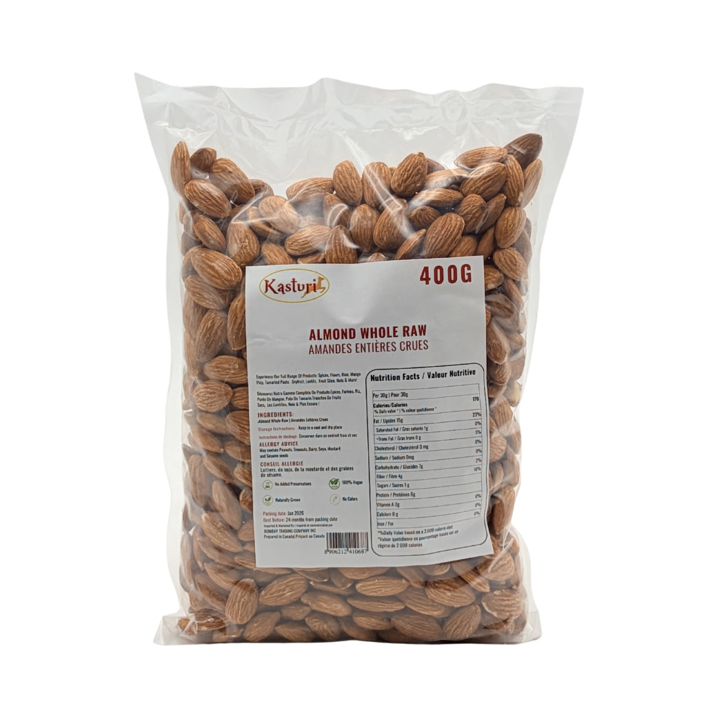 Kasturi Whole Raw Almonds, Unsalted