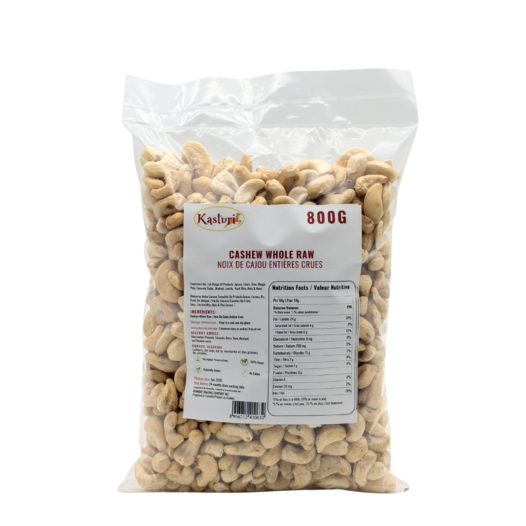 Kasturi Whole Raw Cashews, Unsalted