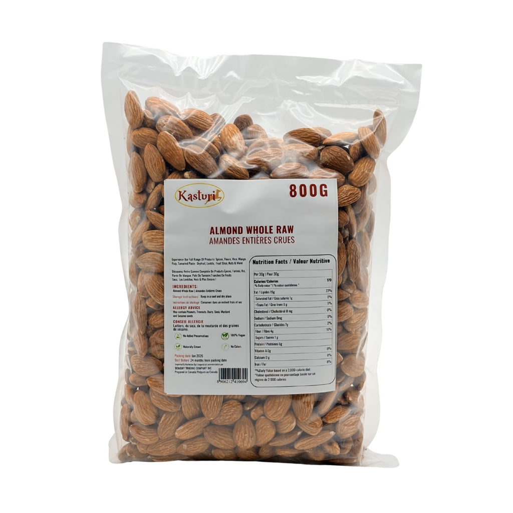Kasturi Whole Raw Almonds, Unsalted