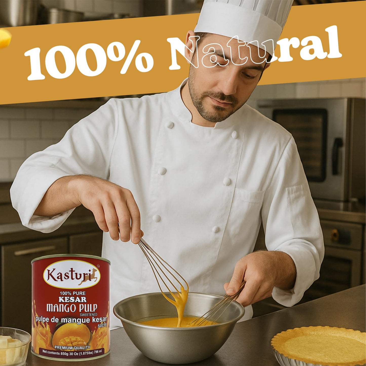 Kasturi Kesar Mango Pulp – 100% Natural Mango Puree 30oz (850g)