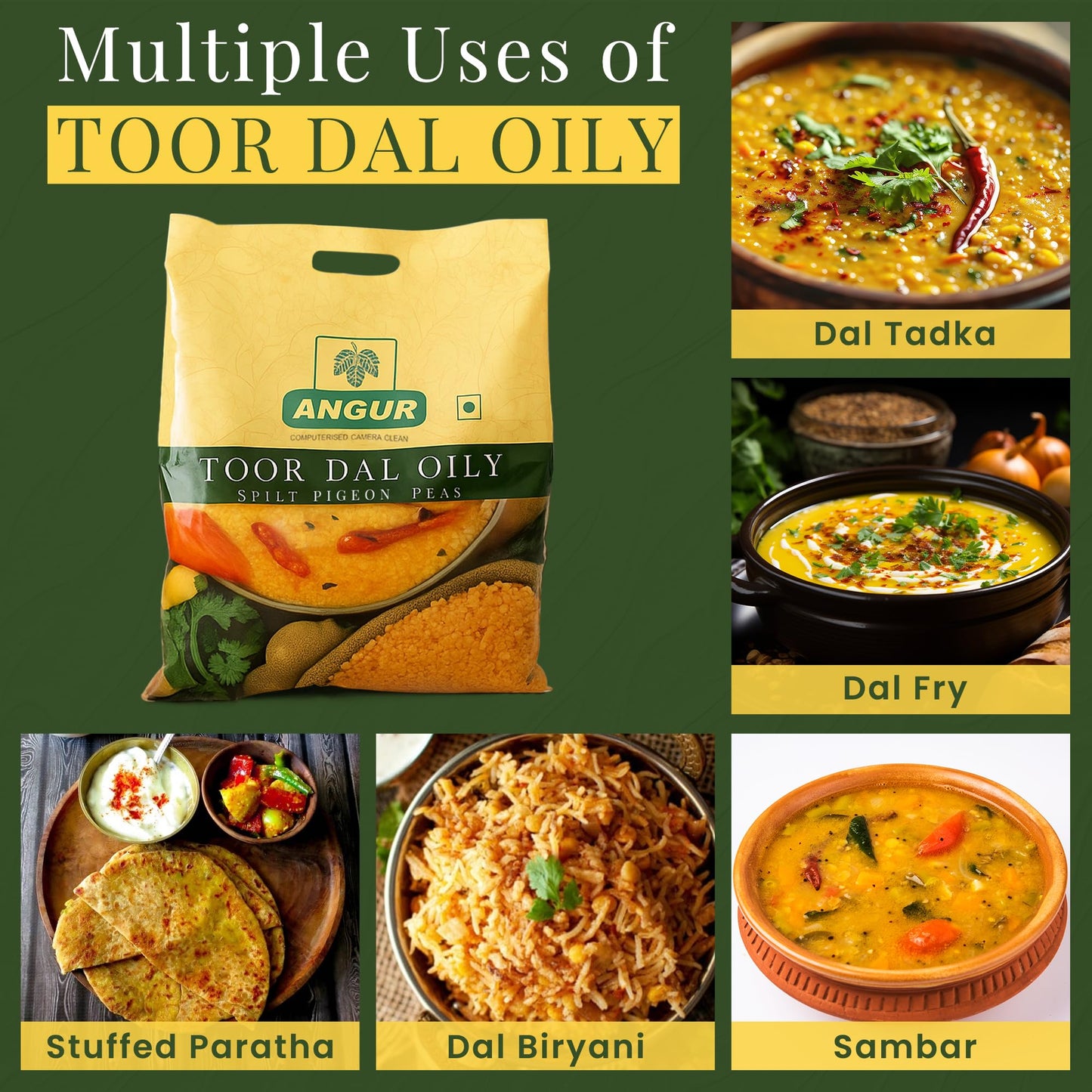 ANGUR Toor Dal Oily – Premium (10 Lbs )Split Pigeon Peas | 100% Natural & Protein-Rich