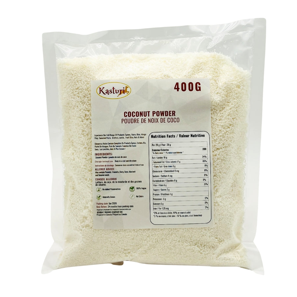 Kasturi Desiccated Coconut, Unsweetened Dried Coconut Flakes, Fine Cut for Baking & Cooking