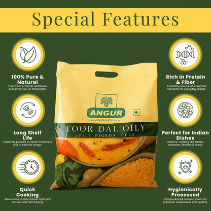 ANGUR Toor Dal Oily – Premium (10 Lbs )Split Pigeon Peas | 100% Natural & Protein-Rich