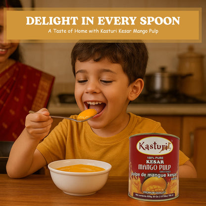 Kasturi Kesar Mango Pulp – 100% Natural Mango Puree 30oz (850g)