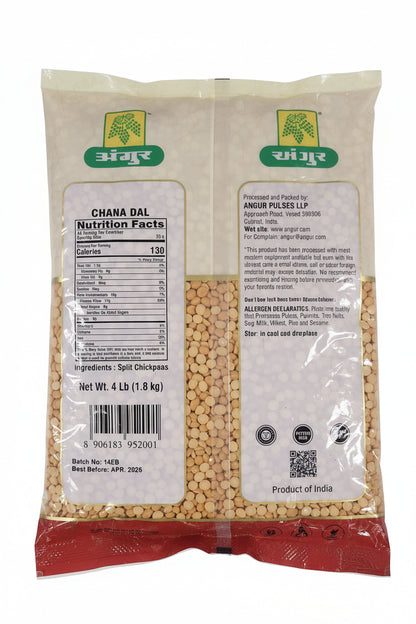 Angur Chana Dal - Premium Split Chickpeas, 4lb