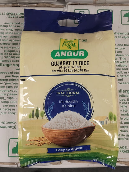 Angur Gujarat 17 Rice | 10 Lbs (4.540) Premium Quality Medium Grain Rice