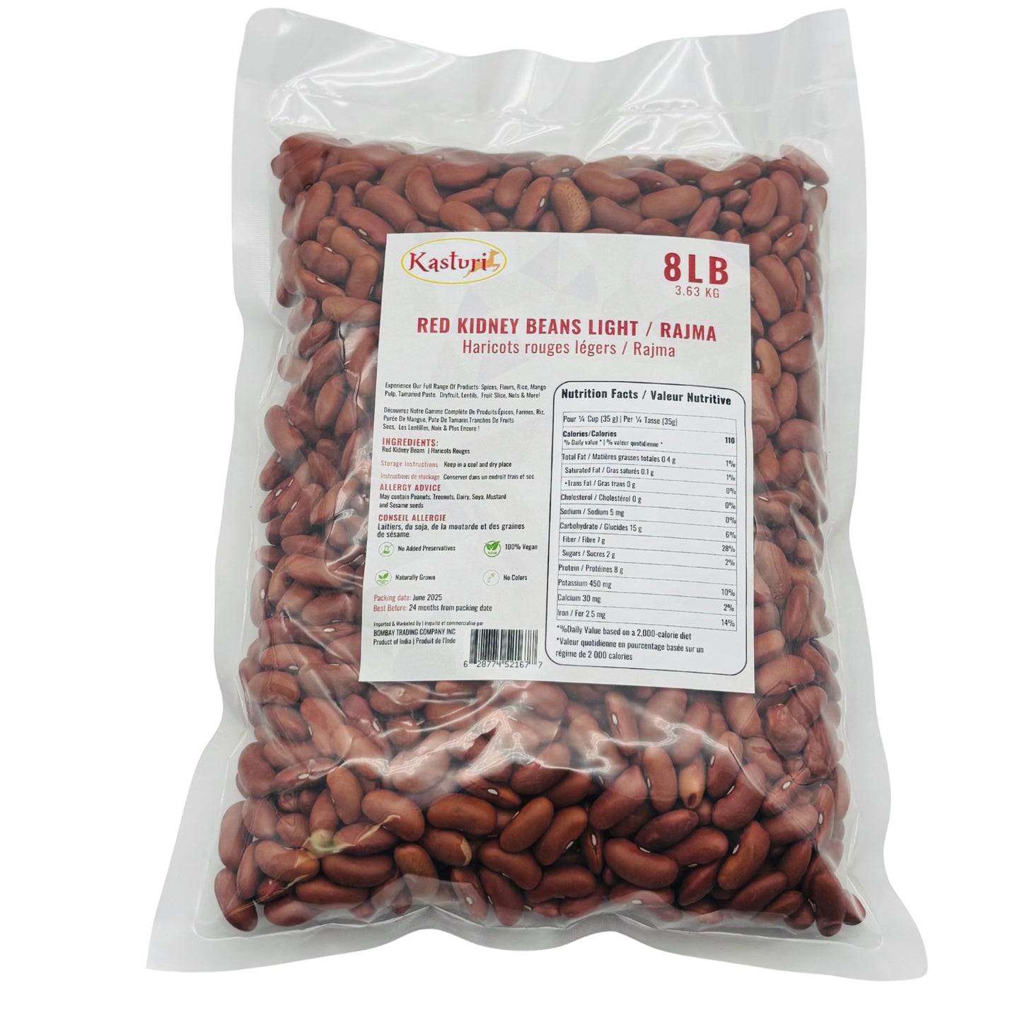 Kasturi Light Red Kidney Beans | Premium Non-GMO Rajma | Protein-Rich Vegan Legumes