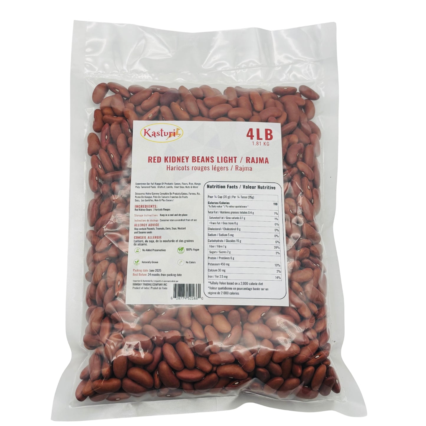 Kasturi Light Red Kidney Beans | Premium Non-GMO Rajma | Protein-Rich Vegan Legumes