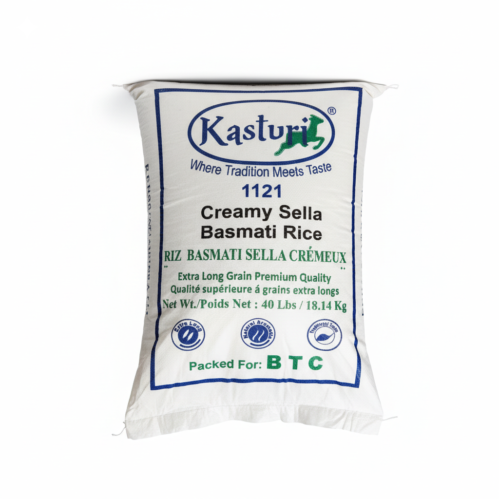 Kasturi Creamy Sella Basmati Rice – 40 lb Extra Long Grain Bag