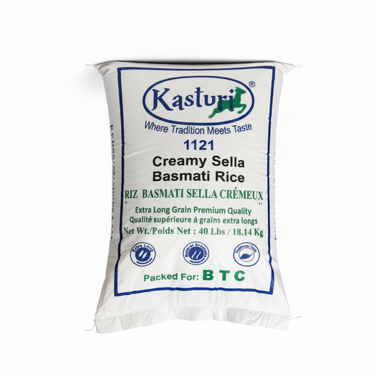 Kasturi Creamy Sella Basmati Rice – 40 lb Extra Long Grain Bag