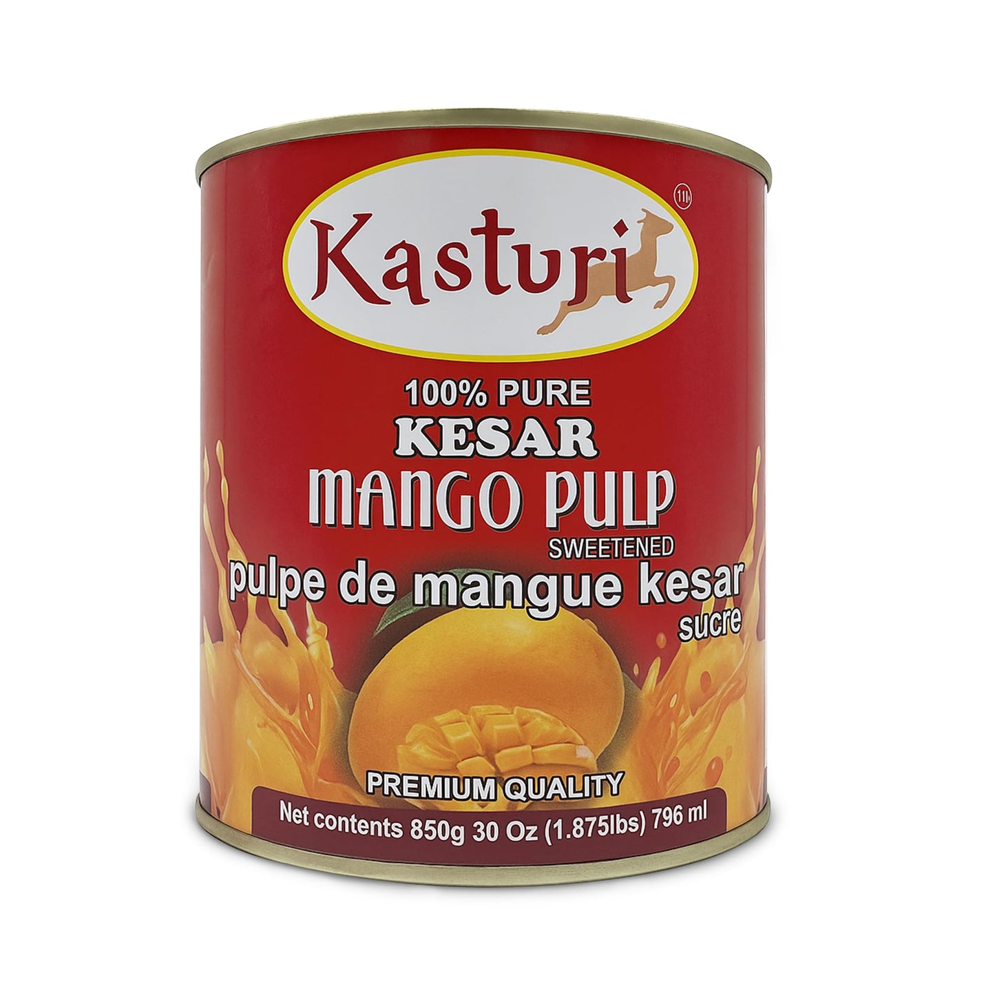 Kasturi Kesar Mango Pulp – 100% Natural Mango Puree 30oz (850g)